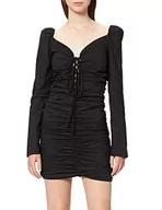 Sukienki - NEON COCO Drape Detail Long Sleeve Bodycon Sukienka Elegancka Kobieta, Czarny (Black C10), M - miniaturka - grafika 1