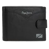 Portfele - Pepe Jeans Kurtka Poziomy Portfel Z Zamknięciem Click Czarny 11x8,5x1 cm Skóra by Joumma Bags, Czarny (Black), Talla única, Portfel poziomy z zapięciem na klik - miniaturka - grafika 1