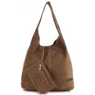 Oryginalne Torby Skórzane XL VITTORIA GOTTI Shopper Bag z Etui Ziemista