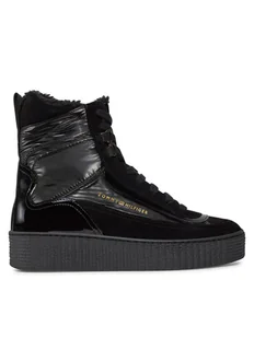 Tommy Hilfiger Botki Patent Laceup City Snow Boot FW0FW07841 Czarny - Botki damskie - miniaturka - grafika 1