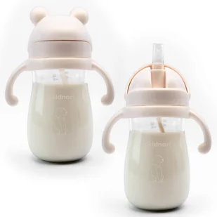 Bidon niekapek 300ml Bringebaer różowy, słomka grawitacyjna, 6m+ BPA FREE - Bidony dla dzieci - miniaturka - grafika 1