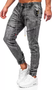 Spodnie męskie - Czarne joggery spodnie jeansowe męskie Denley TF199 - grafika 1