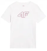 Koszulki dla dziewczynek - Koszulka dziewczęca 4F 4FJWAW25TTSHF2388 biała-134 - miniaturka - grafika 1
