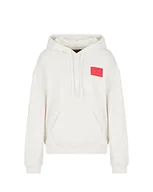 Bluzy damskie - Armani Exchange Damska bluza z długim rękawem, naszywka z logo na przodzie, bluza z kapturem, ISO, ekstra duża - miniaturka - grafika 1