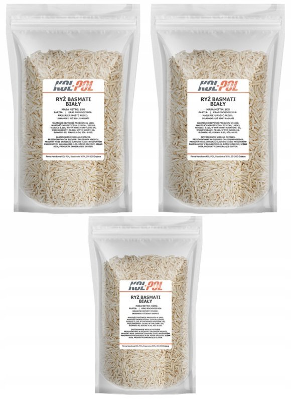 Zestaw Ryż basmati Kol-pol 2x1 kg + 500 g