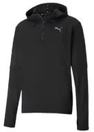 Bluzy damskie - Bluza biegowa Puma Run Hooded Midlayer czarna S - miniaturka - grafika 1