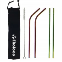 EKOLOCO Słomki do Picia Wielokrotnego Użytku Metalowe, Ekoloco,  4 szt - Słomki do napojów - miniaturka - grafika 2