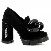 Mokasyny damskie - Czarne półbuty na słupku CARINII - Carinii - miniaturka - grafika 1