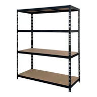 Półki do salonu - Regał metalowy 180 x 150 x 6 cm 4 półki 300 kg czarny - miniaturka - grafika 1