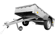Przyczepy - Przyczepa z pokrowcem do 750 kg Unitrailer GARDEN TRAILER 230 KIPP z kołem podporowym i szarym pokrowcem płaskim - miniaturka - grafika 1