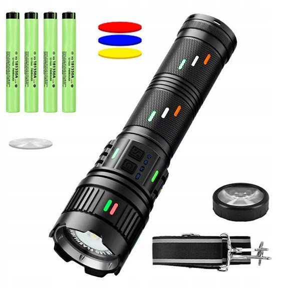 Medialove Duża Latarka dalekosiężna M2 LED 30400mAhZoom