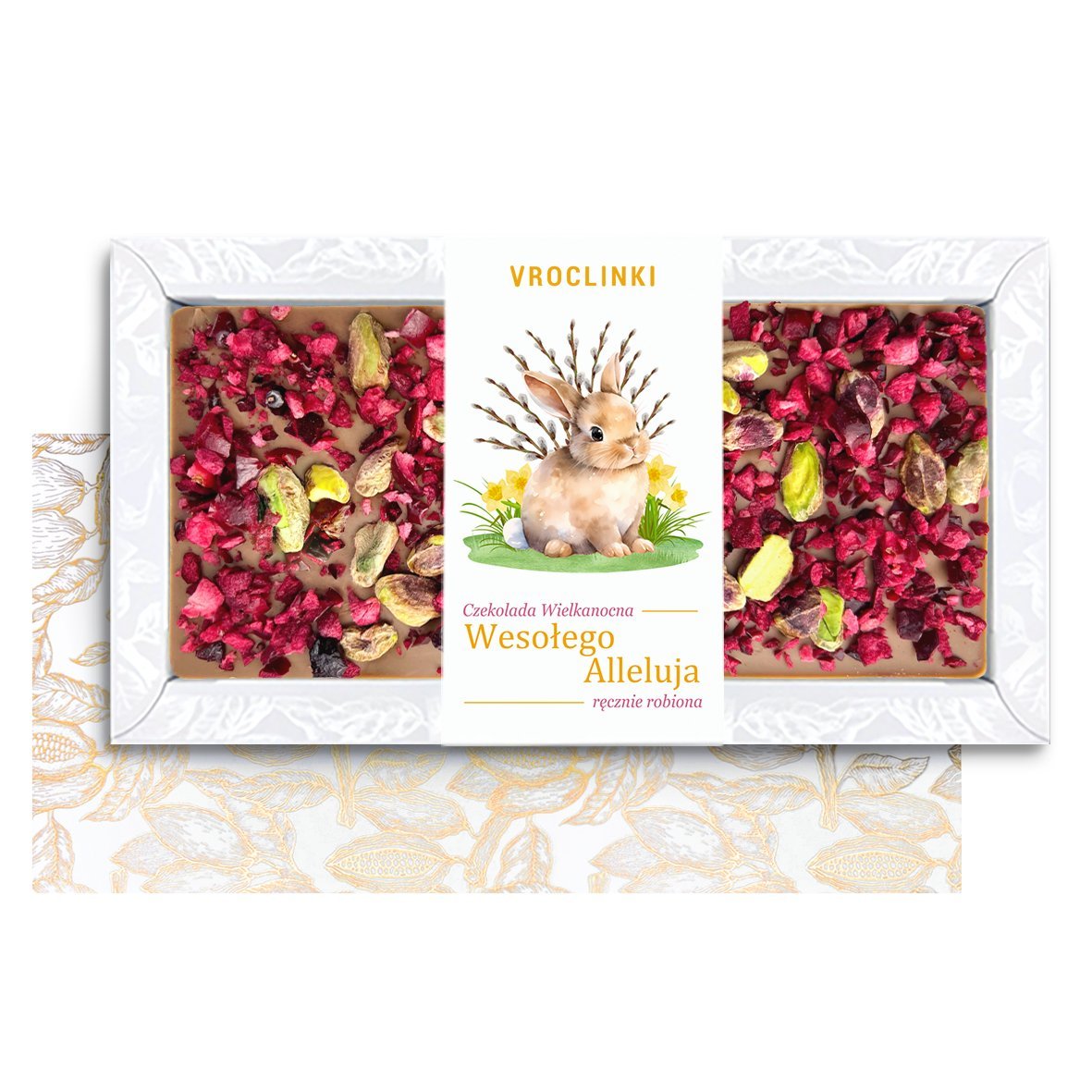 Czekolada Mleczna z Żurawiną i Pistacjami na Wielkanoc (80g)