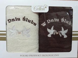 Komplet ręczników w pudełku 2szt 70x140 W Dniu Ślubu brązowo-kremowy - Ręczniki - miniaturka - grafika 1