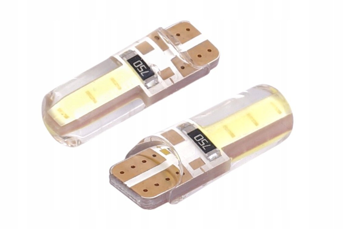 Żarówka W5W T10 12V 2x COB LED biała silikonowa obudowa 2szt