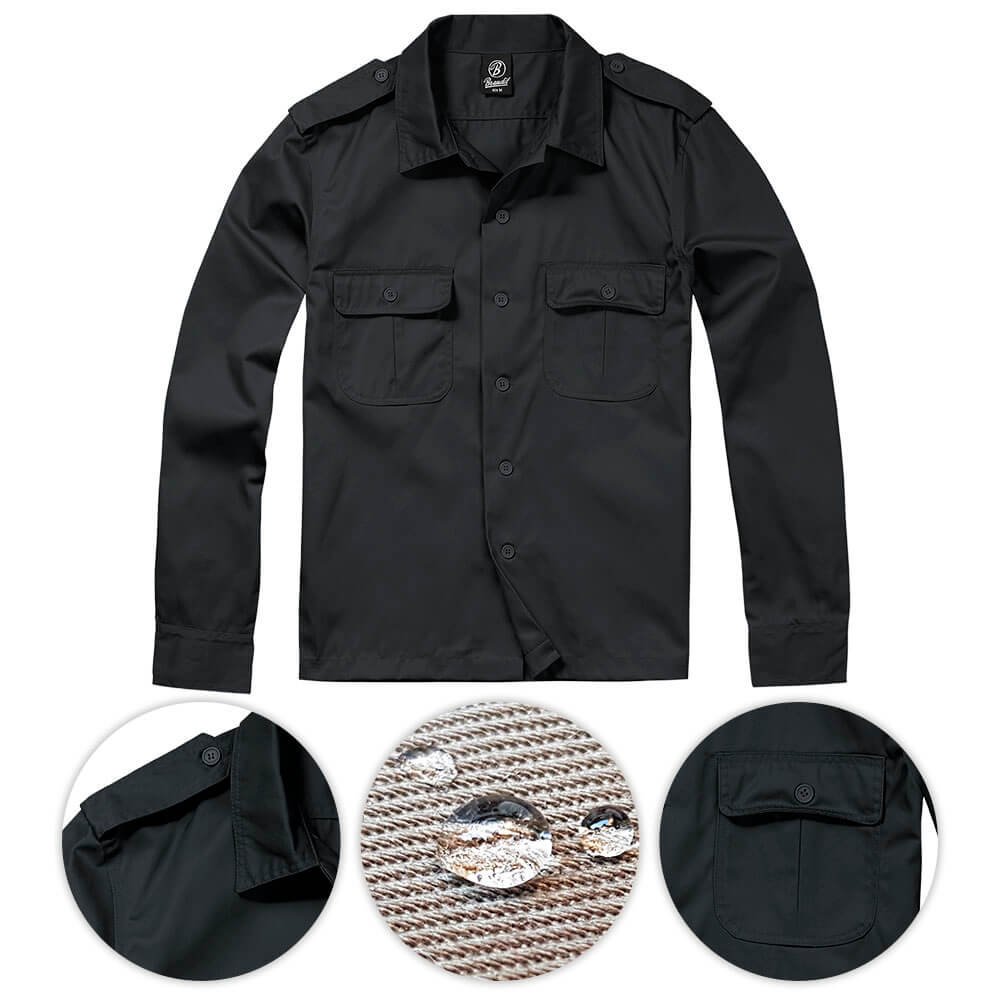 Brandit Koszula Mundurowa z Długim Rękawem US Czarna - 4XL