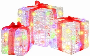 vidaXL Pudełko Prezentowe 3 pcs Wielokolorowe 20 x 20 x 20 cm Akryl - Ozdoby bożonarodzeniowe - miniaturka - grafika 1
