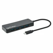 Huby USB - Manhattan 168410 huby i koncentratory USB Type-C 5000 Mbit/s Czarny - miniaturka - grafika 1