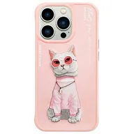 Etui i futerały do telefonów - Etui NIMMY Glasses Cool Cat do Apple iPhone 15 Pro Max Różowy - miniaturka - grafika 1