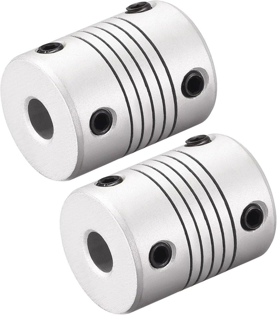sourcing map 8mm do 8mm Aluminium Stop Wał Sprzęgło Elastyczne Łącznik Silnik Złącze Złącze Złącze L25xD19 Srebrny, 2szt.