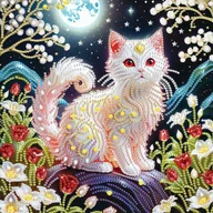 Zabawki kreatywne - Haft Diamentowy Kot - Świetlisty Łowca 30x30 cm - miniaturka - grafika 1