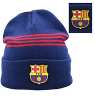 Czapki damskie - Czapka Zimowa Dla Dorosłych FC Barcelona Herb Logo Granatowa Paski Akrylowa - miniaturka - grafika 1