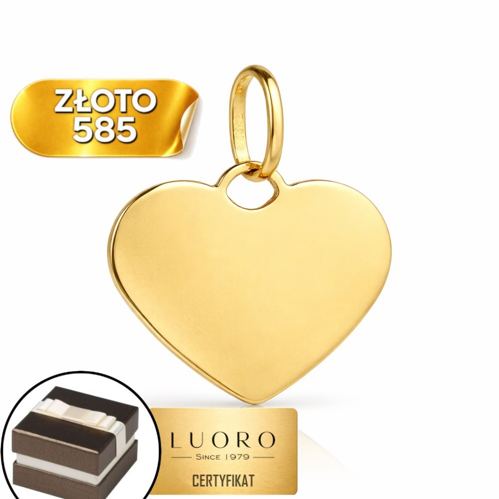 ZAWIESZKA ZŁOTA 585 14K SERCE MAŁE 13 MM KLASYCZNA ELEGANCKA