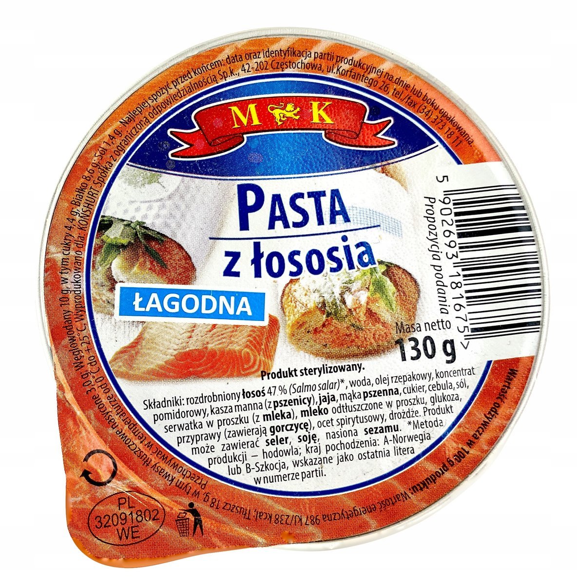 Pasta z łososia łagodna MK 0,13 kg