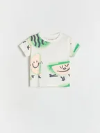 Bluzki dla niemowląt - Reserved - Bawełniany t-shirt z nadrukiem - złamana biel - miniaturka - grafika 1