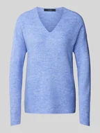 Swetry damskie - Sweter z dzianiny o kroju regular fit z dekoltem w serek model ‘CREWLEFILE’ - miniaturka - grafika 1