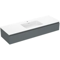 Szafki łazienkowe - Mexen Rivel szafka łazienkowa 140 cm z umywalką Otis, 1 szuflada, ryflowana , grafit mat/biała mat - 91A20-14023-1-BF66-W18M0 - miniaturka - grafika 1