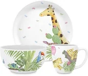 Zestawy naczyń dla dzieci - ZESTAW NACZYŃ PORCELANOWYCH DLA DZIECKA: KUBEK, MISKA I TALERZ Zwierzęta z dżungli - miniaturka - grafika 1