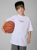 Koszulki dla chłopców - 4F T-shirt loose z nadrukiem chłopięcy - biały 158/164 (12-14 lat) - miniaturka - grafika 1