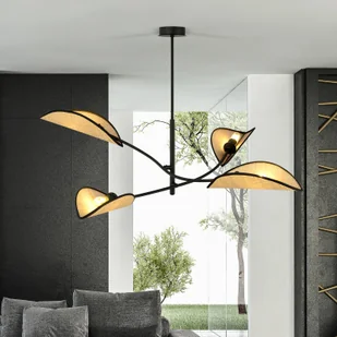 Emibig LOTUS 4 BLACK/RATTAN 1108/4 lampa sufitowa żyrandol oryginalny Design abażury 1108/4 - Lampy sufitowe - miniaturka - grafika 5