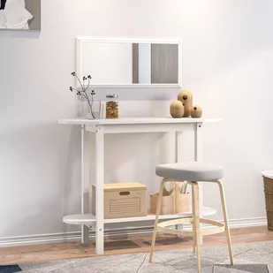 vidaXL Stolik konsolowy, biały, 110x40x80 cm, lite drewno sosnowe - Konsole i sekretarzyki - miniaturka - grafika 1