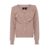 Swetry damskie - caspio Damski rozdwajany drewniany brzeg uszu dekolt w serek modny kardigan akryl beżowy rozmiar XS/S, beżowy, XS - miniaturka - grafika 1