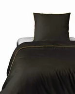 Pościel - Detexpol Pościel satynowa 140x200 brązowa espresso z lamówką z jedną poszewką 70x80 Mako Satin 62 - miniaturka - grafika 1