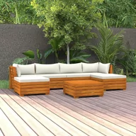 Meble ogrodowe - vidaXL 7-cz. zestaw wypoczynkowy do ogrodu, z poduszkami, lita akacja - miniaturka - grafika 1