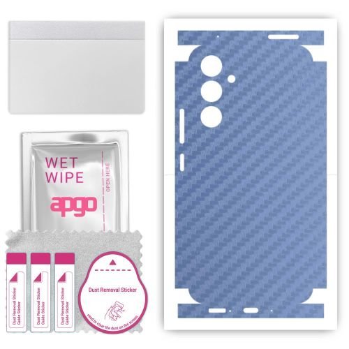 folia naklejka skórka strukturalna na TYŁ+BOKI do Samsung Galaxy A54 - Carbon Granatowy - apgo SKINS