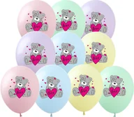 Balony i akcesoria - Balony gumowe z nadrukiem Zakochany Miś Pastelowe (10 szt.) - miniaturka - grafika 1