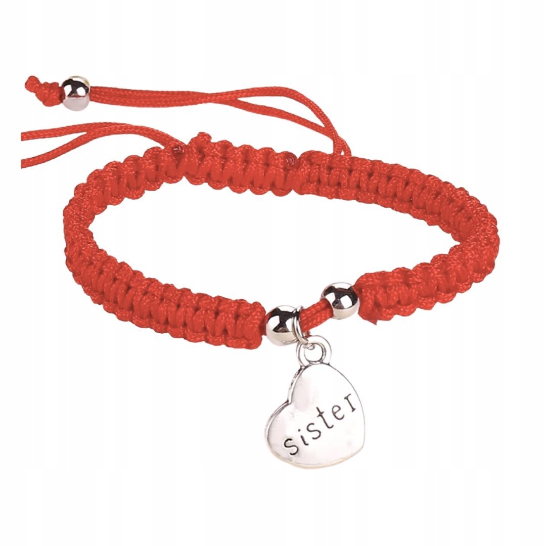 Bransoletka Szczęścia Siostra Czerwona Regulowana Elegancki Styl