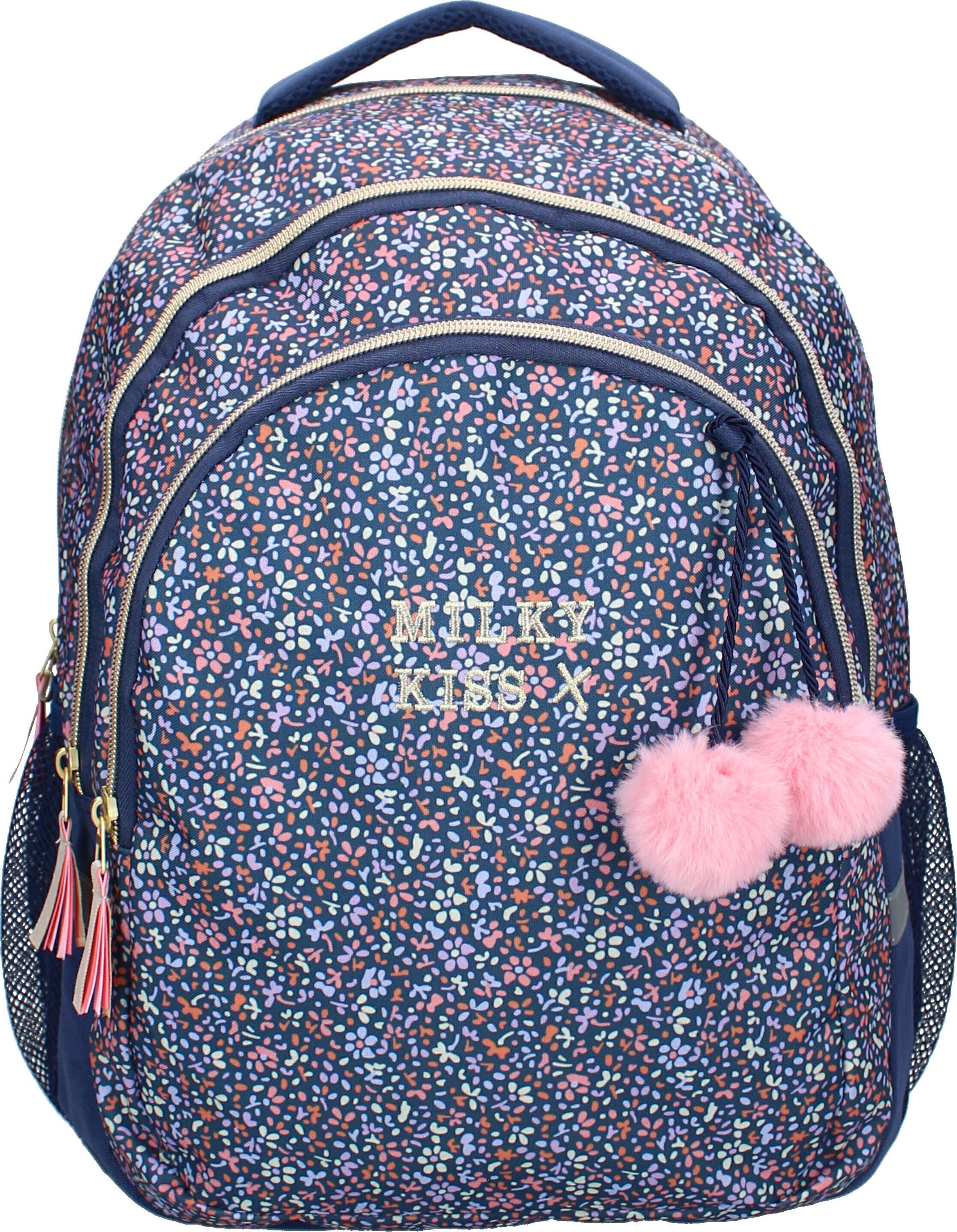 Plecak Vadobag Milky Kiss Floral Fame z pięknym kwiatowym nadrukiem Niebieski Jeden Rozmiar