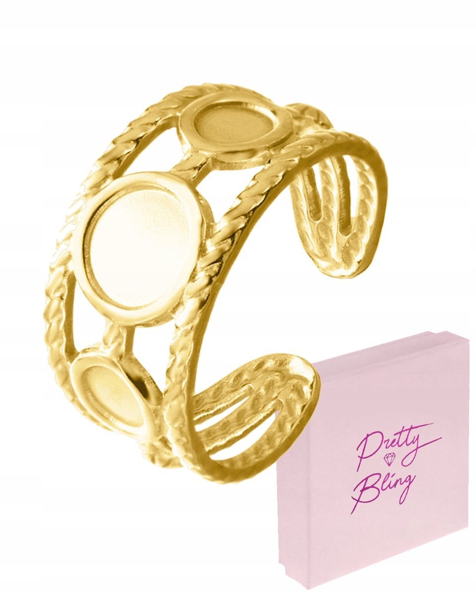 Pierścionek damski POZŁACANY okręgi BOHO STAL CHIRURGICZNA 316L ozdobny