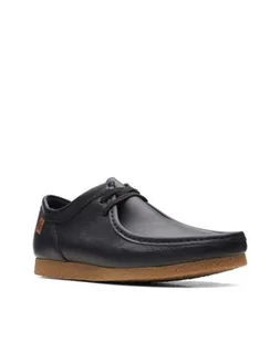 Clarks Shacre Run Ii [Black Leather] - Rozmiar 41 - Półbuty męskie - miniaturka - grafika 1