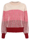 Swetry damskie - Vila Sweter damski Kobiety beżowy|czerwony|wyrazisty róż wypukły wzór tkaniny, L - miniaturka - grafika 1