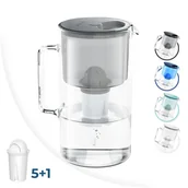 Dzbanki filtrujące - Zestaw: Dzbanek Filtrujący Wessper Aquaclassic Crystalline 2,5 L Srebrny/Szary + 5× Wkład Filtrujący Wessper Aquaclassic - miniaturka - grafika 1