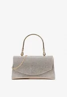 Torebki damskie - Srebrno-Złota Cyrkoniowa Torebka Wieczorowa na Magnes z Łańcuszkiem i Rączką Orisea - miniaturka - grafika 1