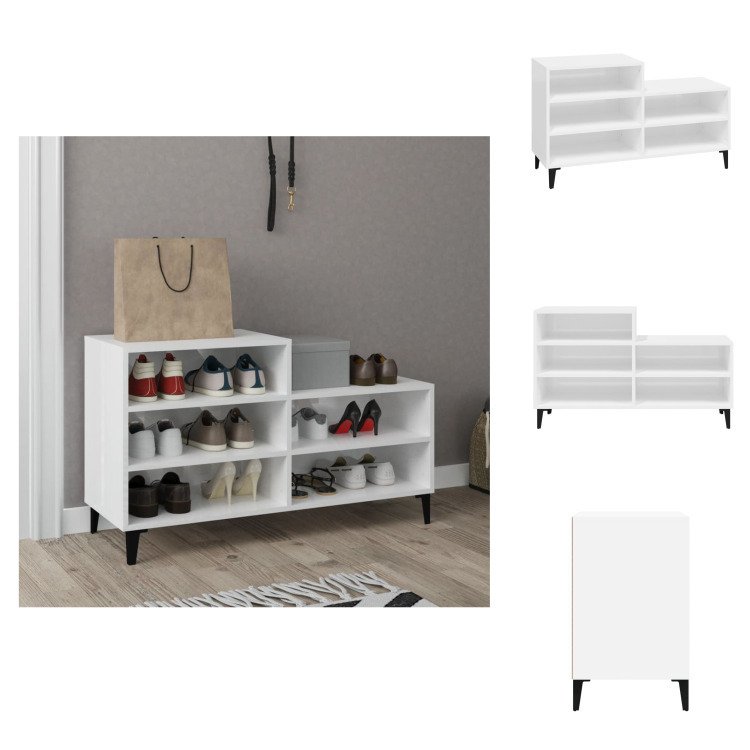 vidaXL Stojak na buty biały wysoki połysk 102x36x60 cm materiał drewnopochodny - Stojaki i szafki na buty