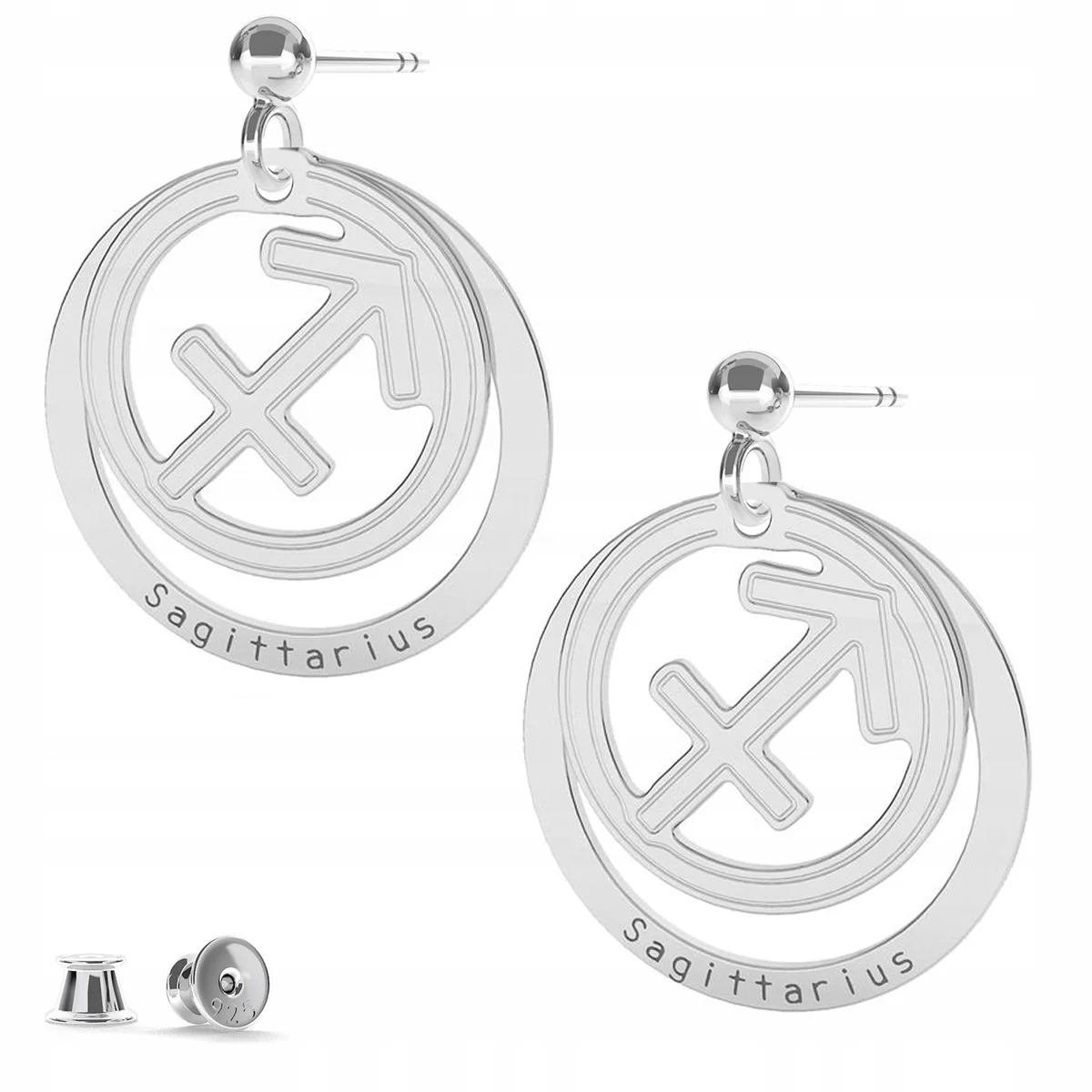 Kolczyki Srebrne Znak Zodiaku Strzelec Sagittarius Horoskop Astrologia SREBRO 925
