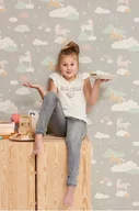Tapety - Tapeta dla dzieci Szara Jednorożce w Chmurach - miniaturka - grafika 1