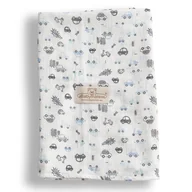 Otulacze - BabyMatex, otulacz muślinowy Muslin Design, 80 cm x 120 cm, biały w autka - miniaturka - grafika 1